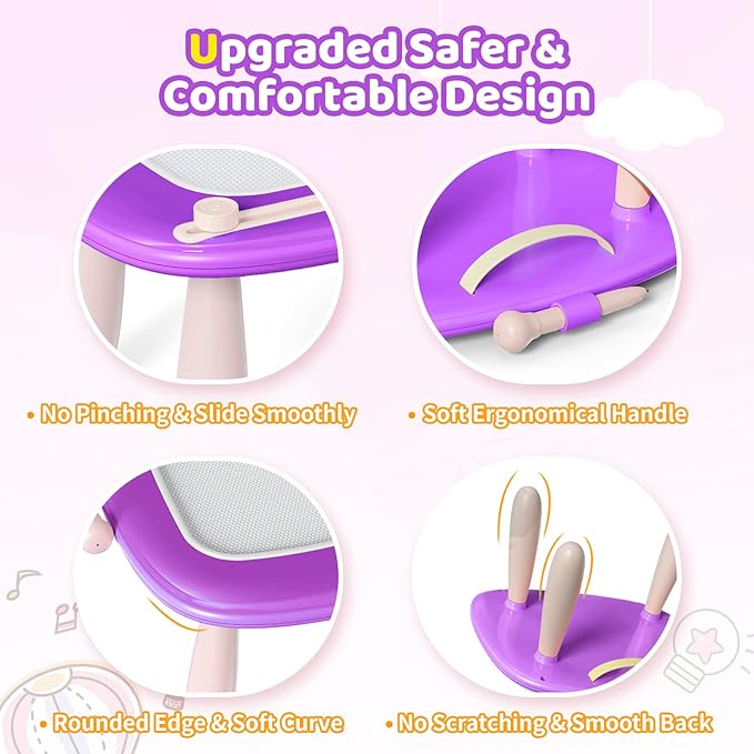 Kikidex Toddler Magnetic Drawing Board, Age 1-3, Purple, Toddler Girl Toys, Doodle Board Pad, Learning & Educational Toys for 1-3 Year Olds, Includes Board, Pen, 4 Table Legs