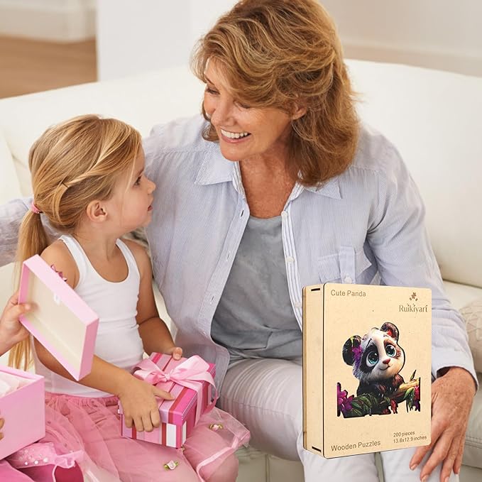 Wooden Puzzles for Adult 200 Pieces,Panda Wooden Jigsaw Puzzles,Unique Shape Puzzles for Adults and Kids,Fun Challenging Creative Gift,10.6"x11.4"