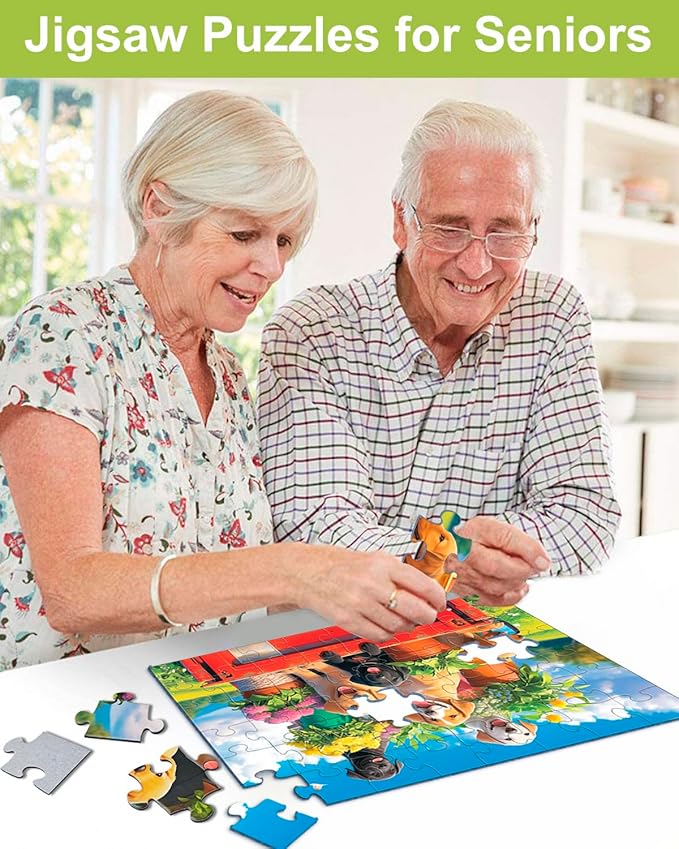 6 Pack 48 Large Piece Jigsaw for Seniors Alzheimer Products for Elderly Dementia Activities Memory for Patients in Nursing Home with Storage Box