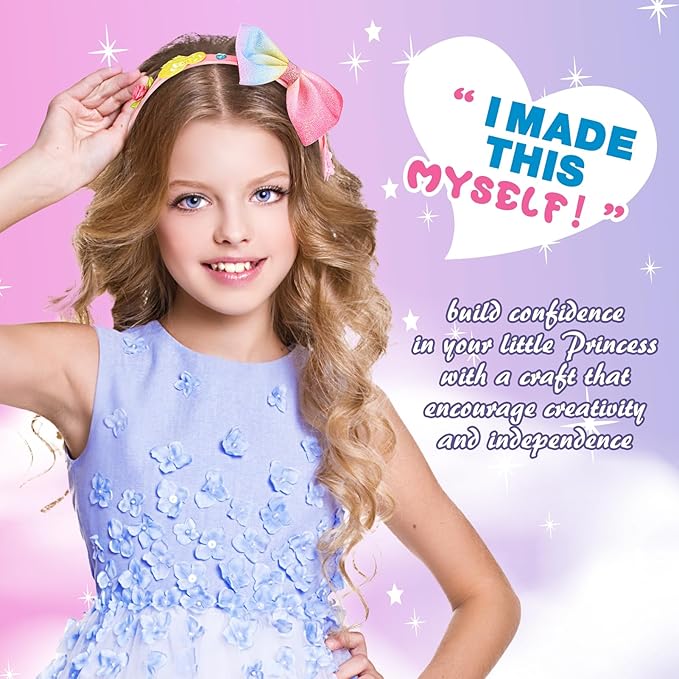 SYOKZEY Hair Accessories for Girls, Headband Making Kit,Toys Gifts for 3-12 Years Old Girls,Toys Age 6-8, Arts and Craft Kits, Birthday Presents DIY Christmas Basket Stuffers- 49 Pc