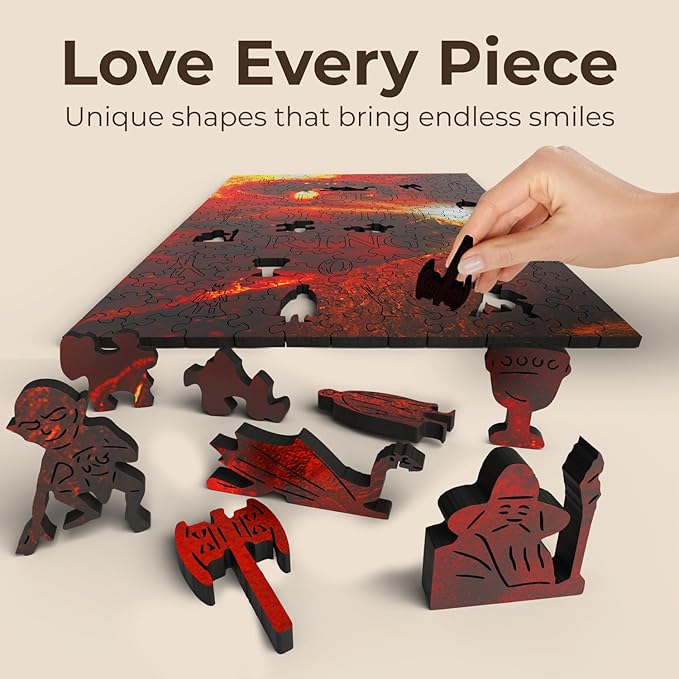 Crafthub Lord of The Rings Wooden Puzzles for Adults – A3 Size with 205 Pieces Wood Puzzles – You Shall Not Pass – Jigsaw Puzzles with Unique Shapes – 10.5" x 15.5"