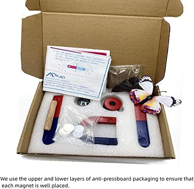 Magnets for Kids Classroom Students Education Science Experiment Kid Magnets Kit Set Including Bar/Ring/Horseshoe Magnets/Compass/Iron Filings