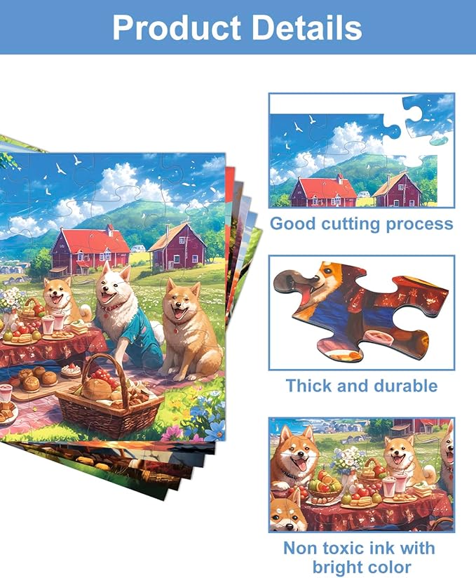 6 Pack 36 Large Piece Jigsaw Puzzles for Seniors Alzheimer Product for Elderly Dementia Activities Memory Game for Patients in Nursing Home with Storage Box