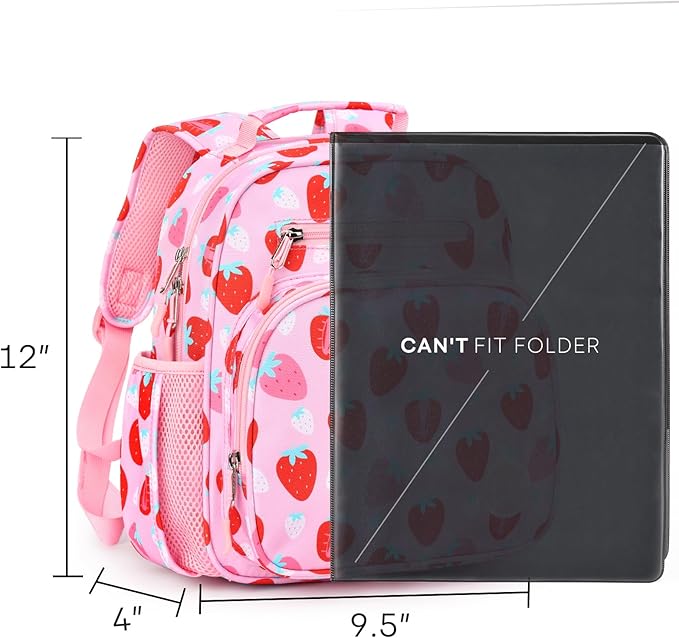 mibasies Toddler Backpack for Girls 2-4: Cute Kids Backpacks for Girls - Preschool Kindergarten Backpack - Assorted Strawberry Pink