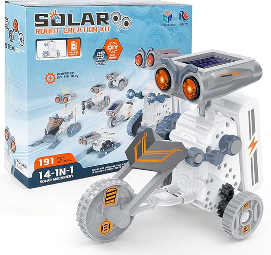 14-in-1 Solar Robot Building Kit STEM Gift for Kids Ages 8-13, 191 Pcs DIY Engineering Science Educational Robotic Toys, Solar Powered Educational Robotics for Boys & Girls