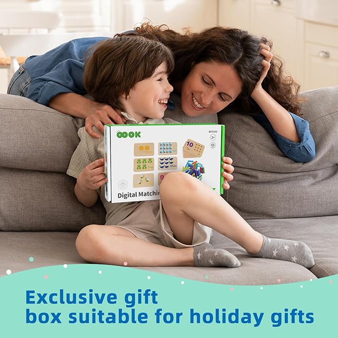 TOOKYLAND Peg Board Toddler Toys, Counting Wooden Toys with 55 Pegs, Wooden Math Manipulatives,Montessori Math and Numbers for Kids & Kindergarten Learning Activities