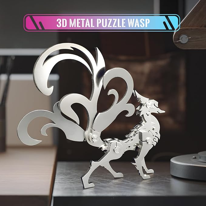 3D Metal Puzzles,3D Metal Puzzle for Adults,Mechanical Model Kit Little Nine Tailed Fox,Steel 3D Puzzles Stainless Steel Ornaments for Adults Home Decor Art Craft Gifts Toys.
