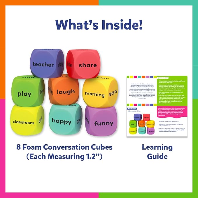 Skillmatics Conversation Cubes for Kids - 8 Foam Cubes for Social-Emotional Learning, Classroom & Back-to-School Supplies, Teacher Resources, Autism Tools, Gifts for Ages 4, 5, 6, 7 and Up
