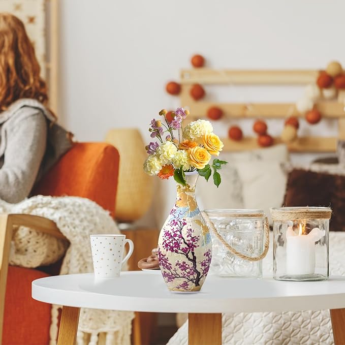 Unique 3D Puzzle for Adults - 160 Pieces of Puzzle Flower Vase, Plum Blossom Themed Art Projects Gift for Women Housewarming Home Decoration