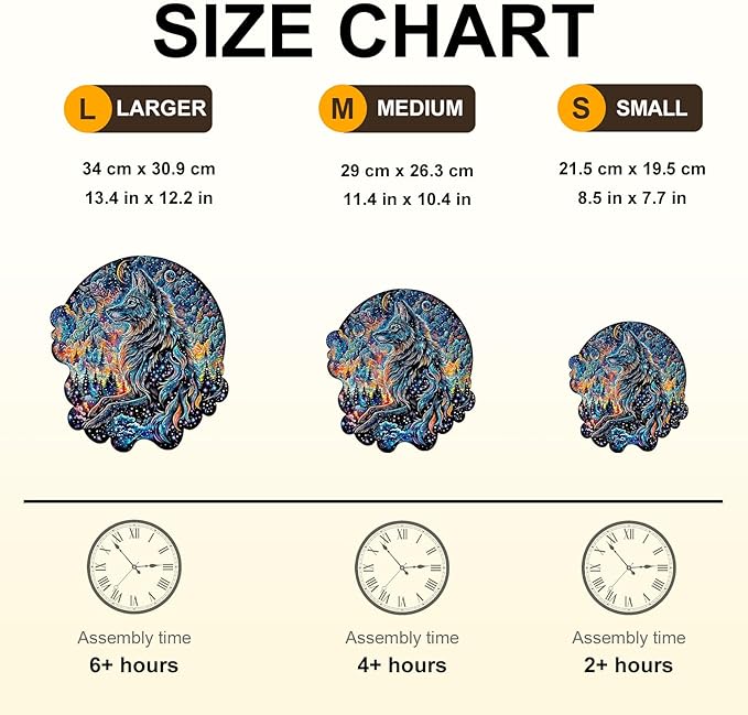 KAAYEE Wooden Puzzles for Adults, 3D Visual Effect Wolf Nebula Wooden Jigsaw Puzzle Unique Shape Wood Puzzle Adult, 3D Effect Flat Puzzle Birthday Family Game (M-11.4 * 10.4in-180pcs)