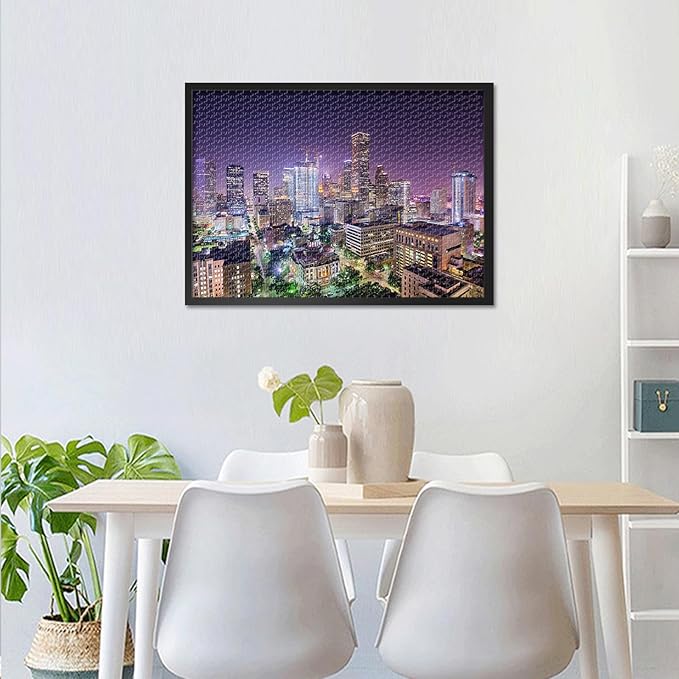Houston Skyline 1000 Piece Puzzle for Adults, Jigsaw Puzzles 1000 Pieces Difficult and Challenge Texas Cityscape, 27.5x19.7 Inch Family Puzzle Game Night Gift & Home Decor