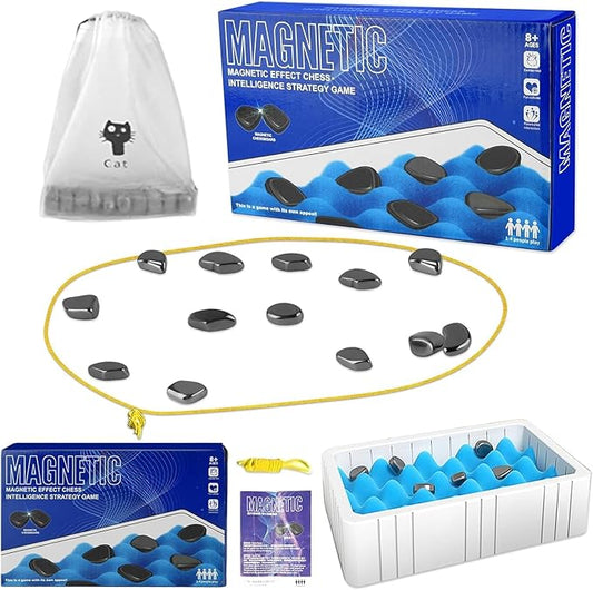 Magnetic Chess Game - Fun Tabletop Game, Strategy Game for Kids and Adults with Magnets, Fun Tabletop Multiplayer Chess for Family Party (Rope + Sponge)