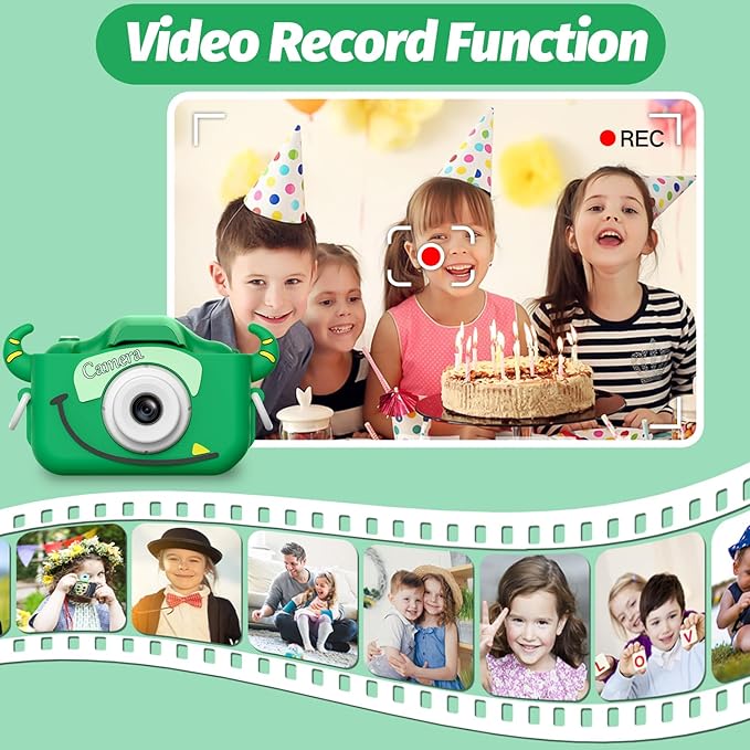 Goopow Kids Camera Toys for 3-8 Year Old Girls Boys,Children Digital Video Camcorder Camera with Cartoon Soft Cover, Best Chritmas Birthday Festival Gift for Kids - 32G SD Card Included