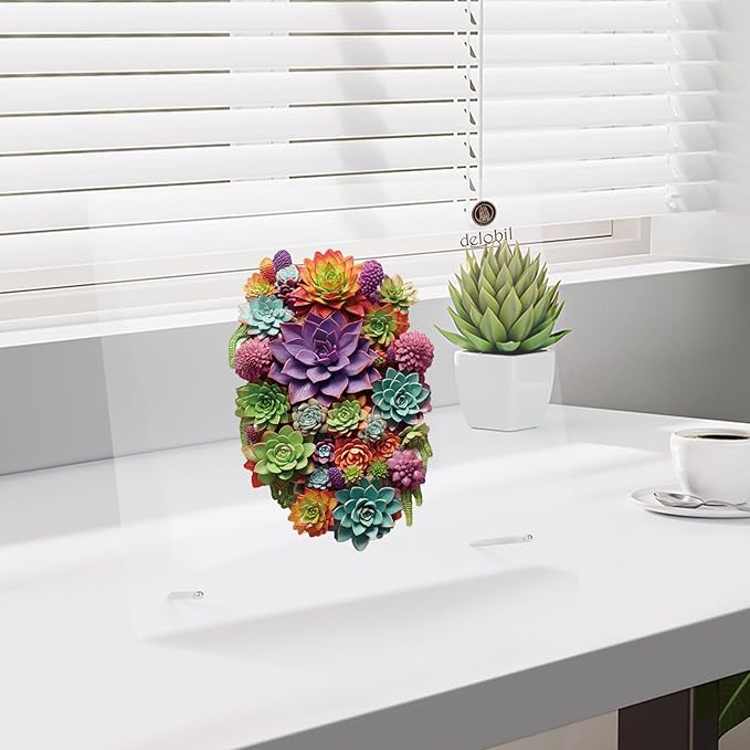 delobil Succulent Waterfall Wooden Puzzles, 300 Pieces Jigsaw Puzzles, Unique Design Liberty Wooden Puzzles for Adults and Kids, Family Game Gift 10.2 x 15.7 Inch