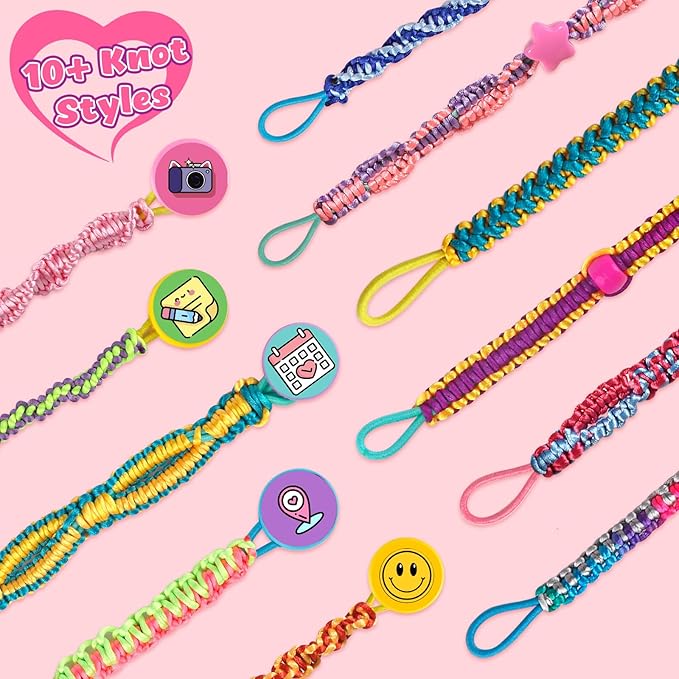 Hewaurorion Friendship Bracelet Making Kit Toys, Arts and Crafts String Maker Tool for Kids Ages 8-12, Bracelet DIY Christmas Birthday Present Gifts for Teen Girls (Red/Pink)