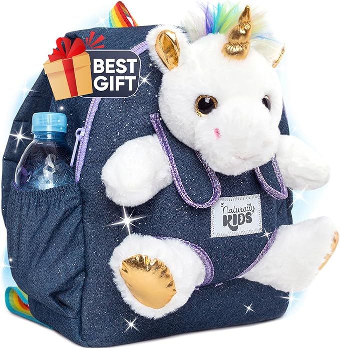 Naturally KIDS Unicorn Toys for Girls Age 4-6, Gifts for 5 Year Old Girls, Toddler Unicorn Backpack