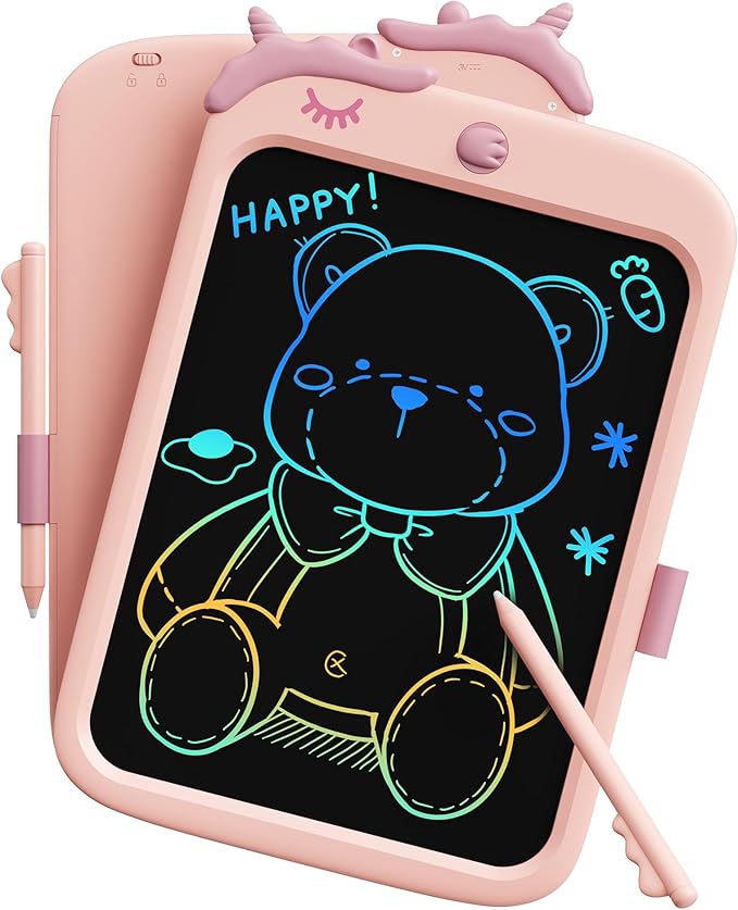 TEKFUN Toddler Boy Toys, LCD Writing Tablet for Kids, Doodle Board Dinosaur Toys, Travel Essentials Toys for 3 4 5 6 Year Old Boys Girls, Easter Birthday Christmas Gifts (10inch Pink)