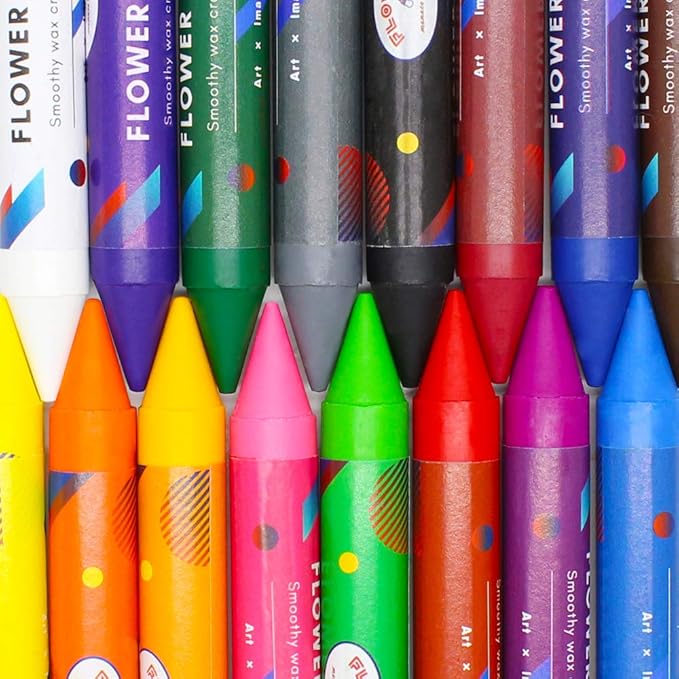 Lebze Jumbo Crayons for Toddlers, 16 Colors Non Toxic Crayons, Easy to Hold Large Crayon for Kids, Safe for Babies and Children Flower Monaco