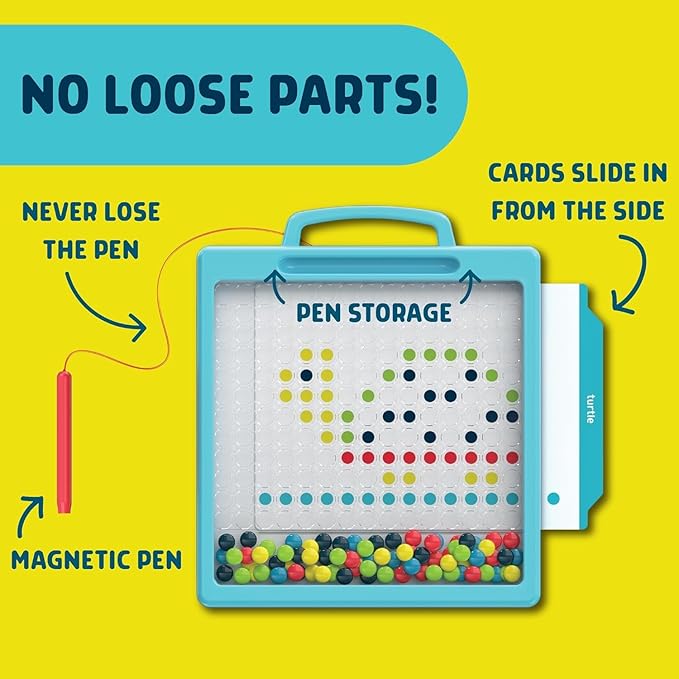 Chuckle & Roar - Magnetic Dot Art Designer - Kids Color by Number Toy - Mess Free Stencil Art for preschoolers - Magnetic Pen and Stencils Included