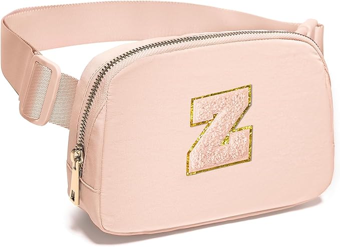 Gitus Gifts for 8 9 10 11 12 Year Old Girls Belt Bag Fanny Pack Crossbody Bags with Initial Letter Patch Cute Stuff Birthday Gifts for Teen Girls Women Personalized Trend Stuff (Coral Pink-Z)
