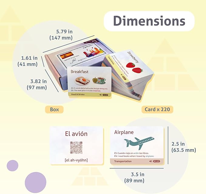 Spanish Vocabulary Educational Flashcards for Beginners