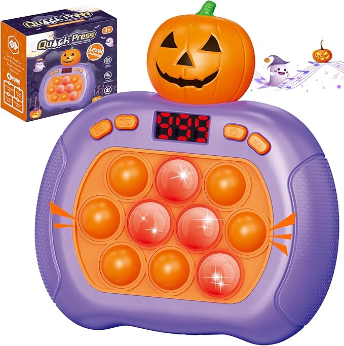 Halloween Pop Game Fidget Toys for Kids and Adults, Quick Push Pop Puzzle Light up Fidget Toy 8-12, Fast Push Bubble Sensory Toys for Kids Ages 3-12