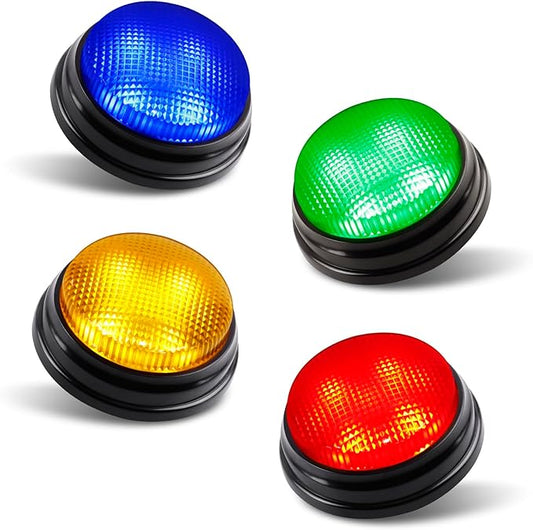 Buzzers for Trivia Games, Family Feud Buzzers for Adults, Game Buzzers with Lights and Sound, Answer Buzzers for Classroom, Perfect for Family Game and Trivia Nights