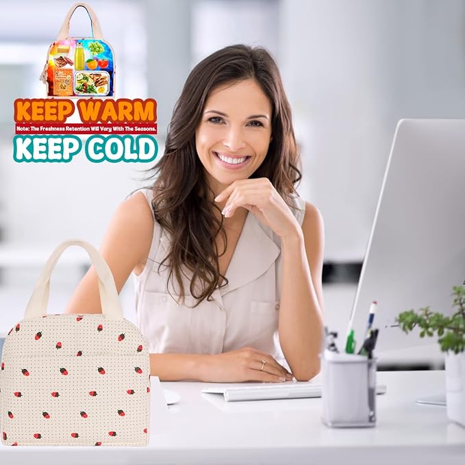 Lunch Box for Women, Reusable Insulated Lunch Box Floral Tote Bags Corduroy Totes for Women Office Work Travel Picnic