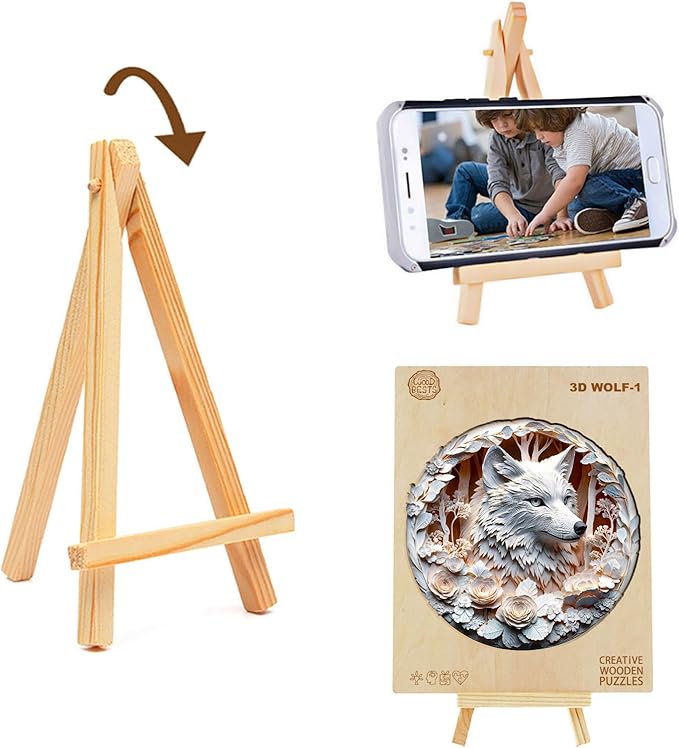 KAAYEE Wooden Puzzles for Adults, 3D Vision Effect Wolf Wooden Jigsaw Puzzles Unique Shape Advanced Wood Puzzle Adult, Fathers Mother‘s Day Birthday Family Game (M 11.4 * 11.4in 200pcs)