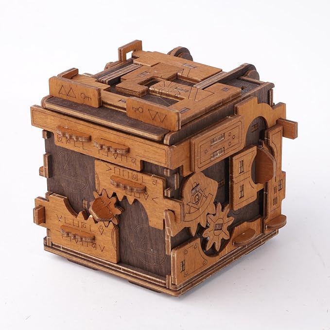 WOODEN.CITY Escape Room Puzzle Box – 3D Wooden Puzzle Box for Adults & Teens, Brain Teaser Puzzle Box Secret Lock Box with Cluebox Mechanism – Mechanical Wood Puzzle Box Kit, Unique Puzzle Boxes Gift
