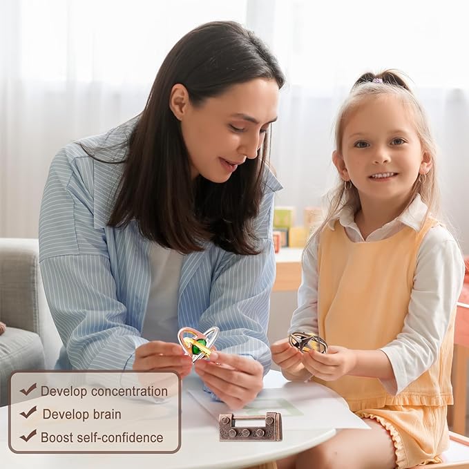 9pcs Metal Puzzle for Adult Disentanglement Puzzles Lock Puzzle Games Set Gift for Adults Teenagers