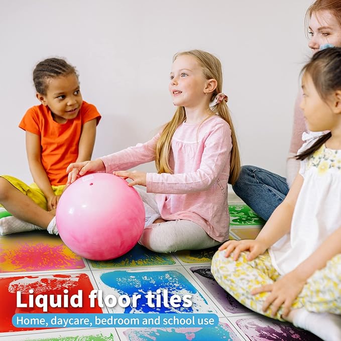 Art3d Liquid Fusion Activity Play Mat for Kids, Pack of 9 Tiles 12" X 12", Multi-Color