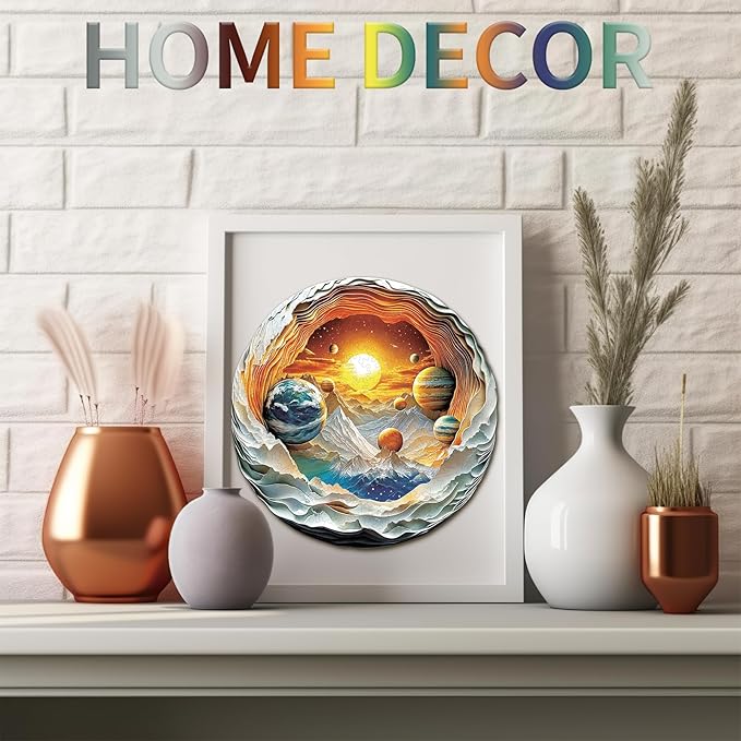 Wooden Puzzles for Adults 192 Pices, 3D Solar System Planet Wooden Jigsaw Puzzle, Flat Puzzels with 3D Visual Effect, Solar System Planet Irregular Jigsaw Puzzles, Finished Puzzle Size is 11 x 10.8in