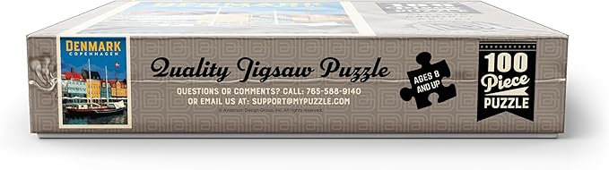 MyPuzzle Denmark: Copenhagen, Vintage Poster - Premium 100 Piece Jigsaw Puzzle for Adults