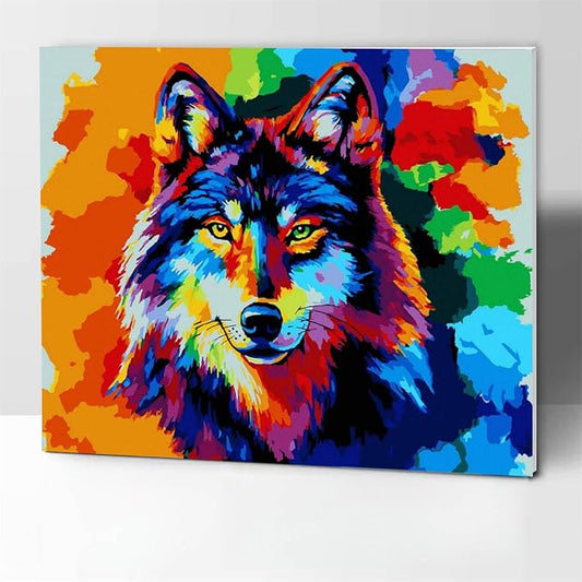 Komking Paint by Number with Frame, Adult Paint by Numbers Kits Wolf Craft Kit for Adults Frame, Framed Paint by Number Canvas for Home Decor, Color Wolf 12x16inch