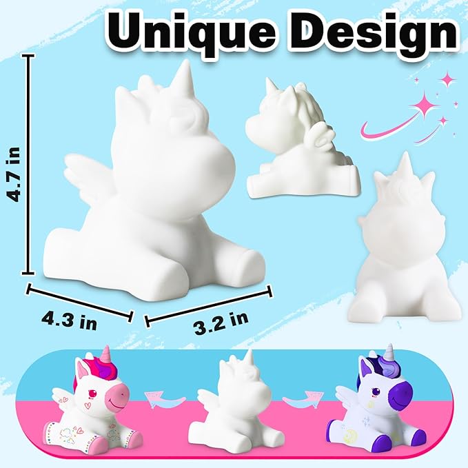 FUNZBO Paint Your Own Unicorn Lamp Kit - Arts and Crafts Supplies Painting Kits for Kids Teens Adults, DIY Night Light Unicorn Toy for Toddler Girls Age 3 4 5 6 7 8 9 10 11 12 13 + Birthday Gifts