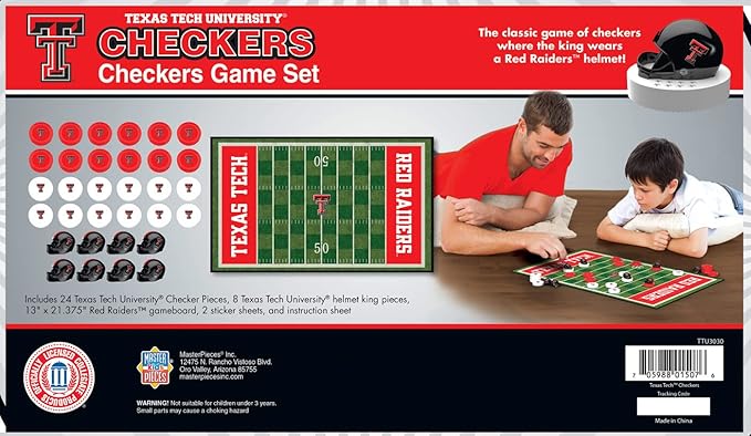 Masterpieces Family Game - NCAA Texas Tech Red Raiders Checkers - Officially Licensed Board Game for Kids & Adults