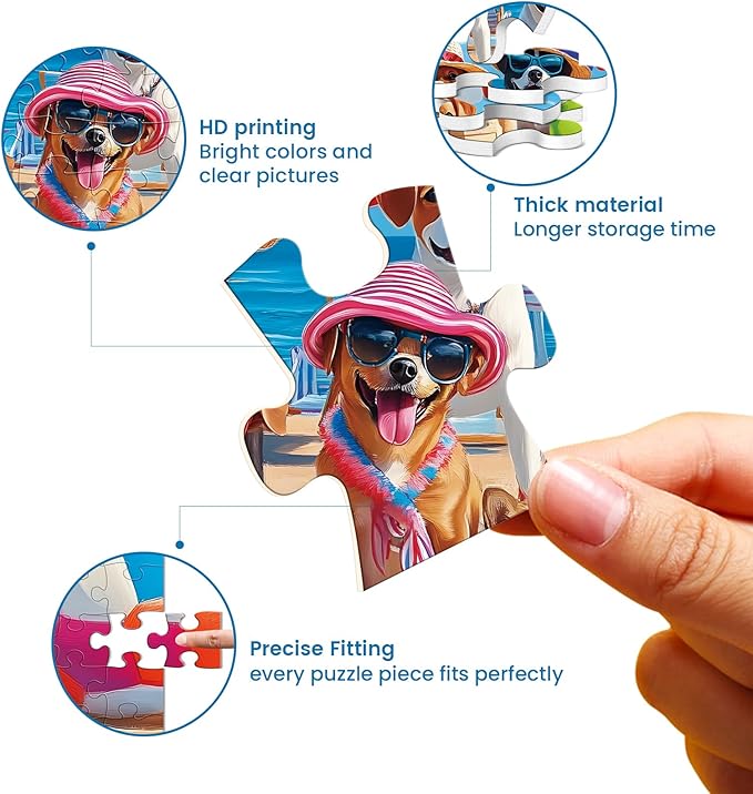 3 Pack 100 Piece Puzzles for Kids, Dog Parrot Bird Jigsaw Puzzle for Kids Age 4-6 6-8 8-10,Large Piece Puzzle,Recycled Paper,Bright & Colorful Educational Puzzle,Great Unique Gift for Boys Girls