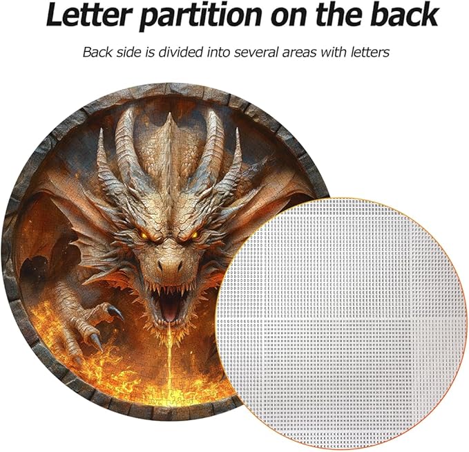 Bgraamiens 1000 Piece Jigsaw Puzzle - Dracarys Fantasy Dragon Art for Adults - Challenging Fire-Breathing Creature Puzzle for Game Room Wall Decor & Gifts