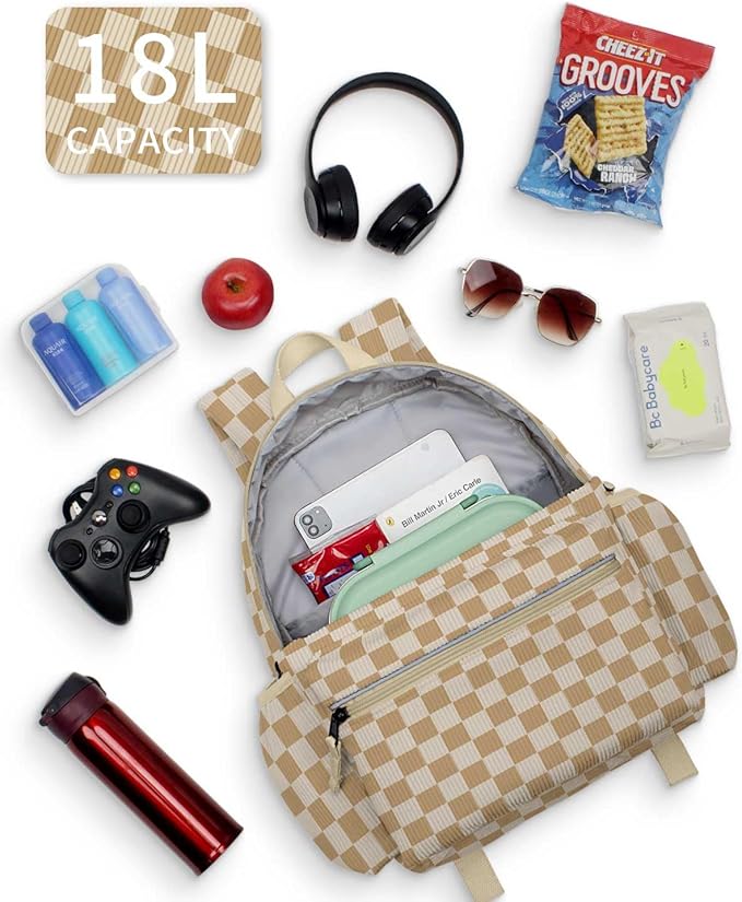 Corduroy Kids Backpack for Boys Girls 6-10: Girls Backpacks for Elementary Kindergarten 15” H Fit Folder