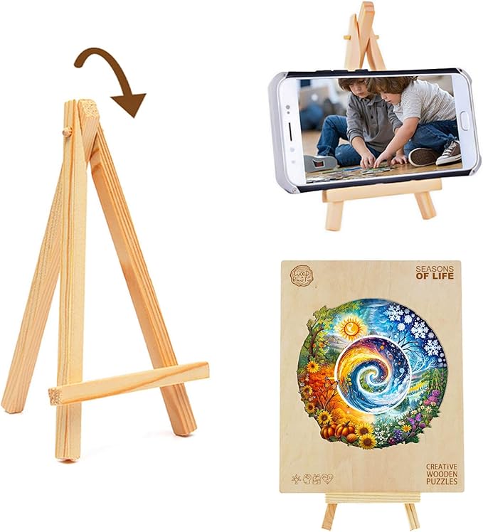 KAAYEE Wooden Puzzles for Adults, 3D Visual Effect Seasons of Life Wooden Jigsaw Puzzle Unique Shape Wood Puzzle Adult, 3D Effect Flat Puzzle Birthday Family Game (M-11.4 * 11.4 in-200pcs)