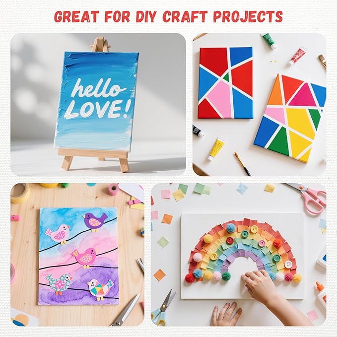 Simetufy 82 Pack 8x10 Inch Bulk Flat Canvas Boards for Painting Class and Paint & Sip Party,Blank Flat Canvas Panels Gesso Primed Acid-Free 100% Cotton for Acrylics Oil Watercolor