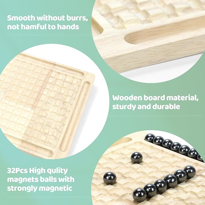 Magnetic Game with 32pcs Magnetic Chess Pieces, Portable Travel Board Game for Kids & Adults, Family Strategy Game for 2-4 Players