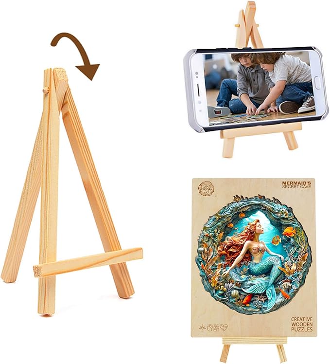 Wooden Puzzles for Adults, Wooden Jigsaw Puzzles for Adults Kids, Mermaid's Secret Cave Unique Shaped Wood Puzzles Adult, Creative Gifts for Friends Family Game, Home Decor(11.4 * 11.1in 200pcs)