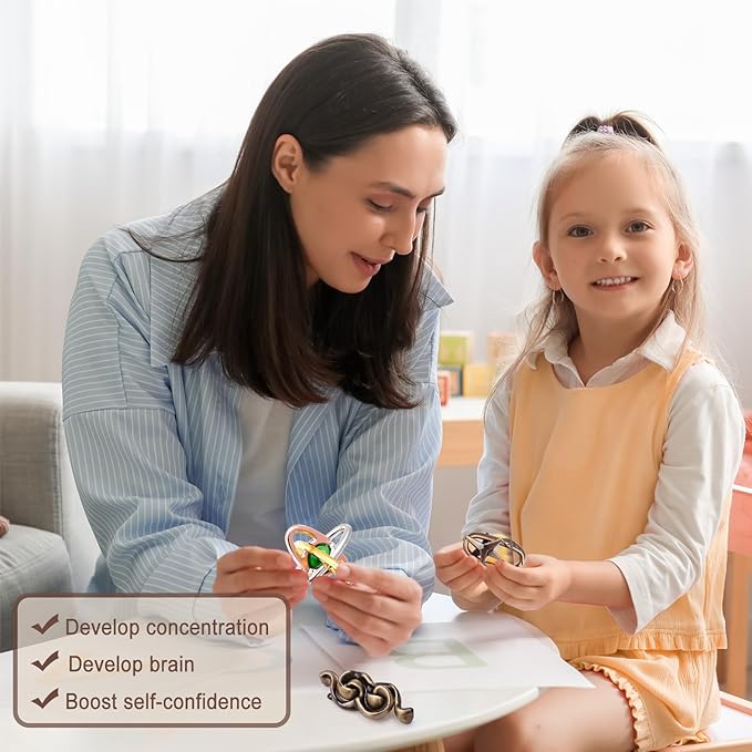 9pcs Metal Puzzle for Adult Disentanglement Puzzles Lock Puzzle Games Set Gift for Adults Teenagers