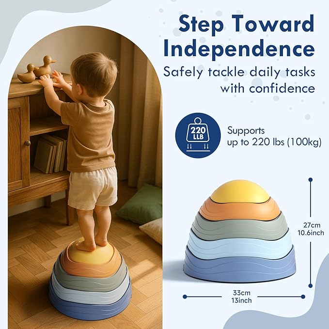 Lehoo Castle Stepping Stones for Kids, Non-Slip Toddler Stepping Stones, Indoor & Outdoor Sensory Toys for Toddlers 1-3, Balance Board Obstacle Course for Kids 3-5