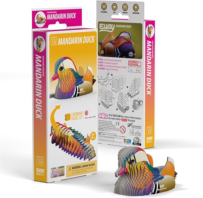 EUGY Mandarin Duck 3D Puzzle - 26 Piece Eco-Friendly Educational Toy Puzzle for Boys, Girls & Kids Ages 6+