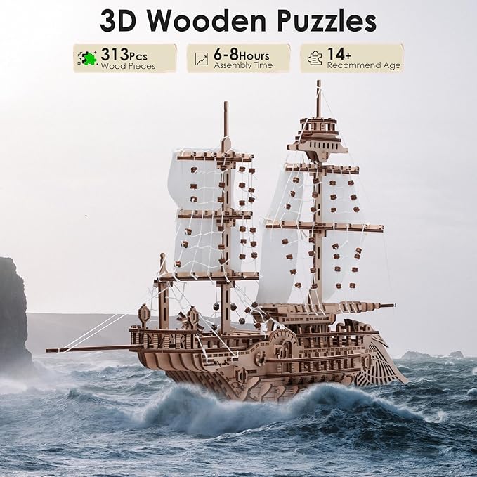 3D Wooden Puzzles for Adults, Wood Crafts Model Building Kits Toys, Brain Teaser Wooden Puzzles Gifts for Adults & Teen (Belhaven Star)