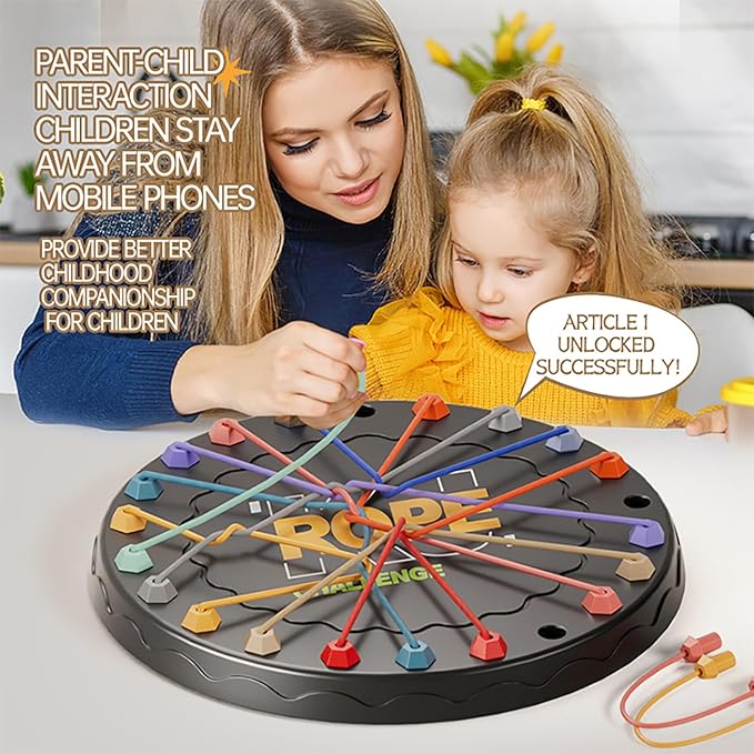 Rope Untangling Puzzle Game, Educational Strategy Board Game for Kids & Adults, Family Travel Party Games with Multi-Level Challenges, Gifts for All Ages(Large)