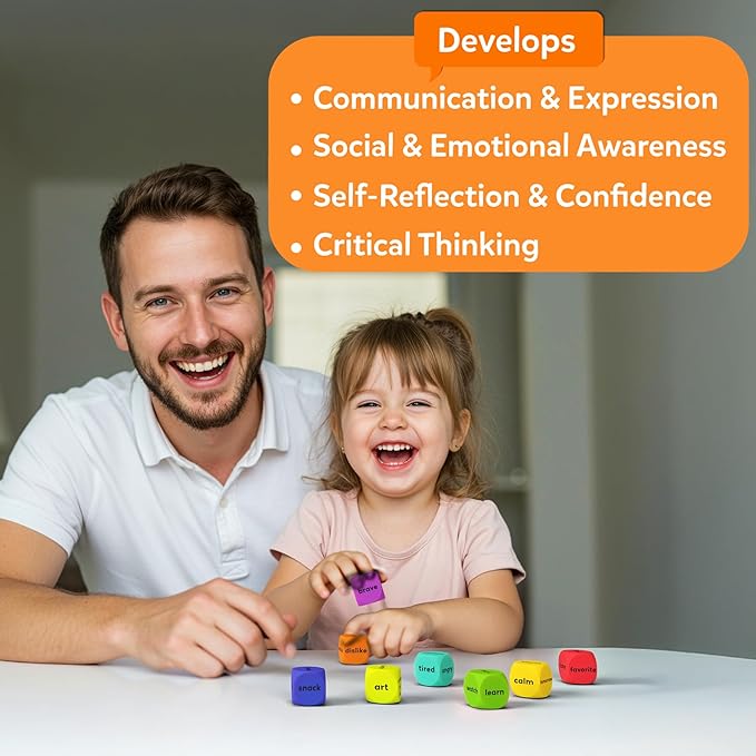 Skillmatics Conversation Cubes for Kids - 8 Foam Cubes for Social-Emotional Learning, Classroom & Back-to-School Supplies, Teacher Resources, Autism Tools, Gifts for Ages 4, 5, 6, 7 and Up